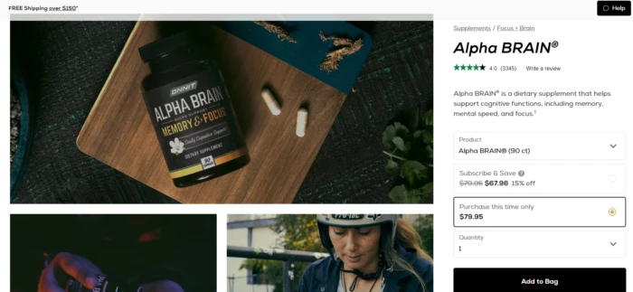 onnit alpha brain product page