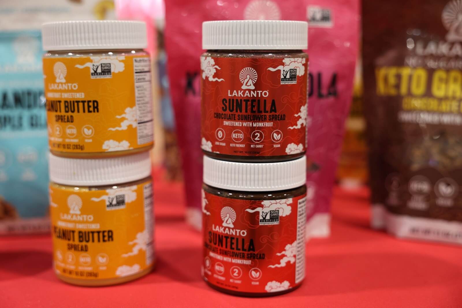 lakanto peanut butter and suntella spreads at expo east 2022