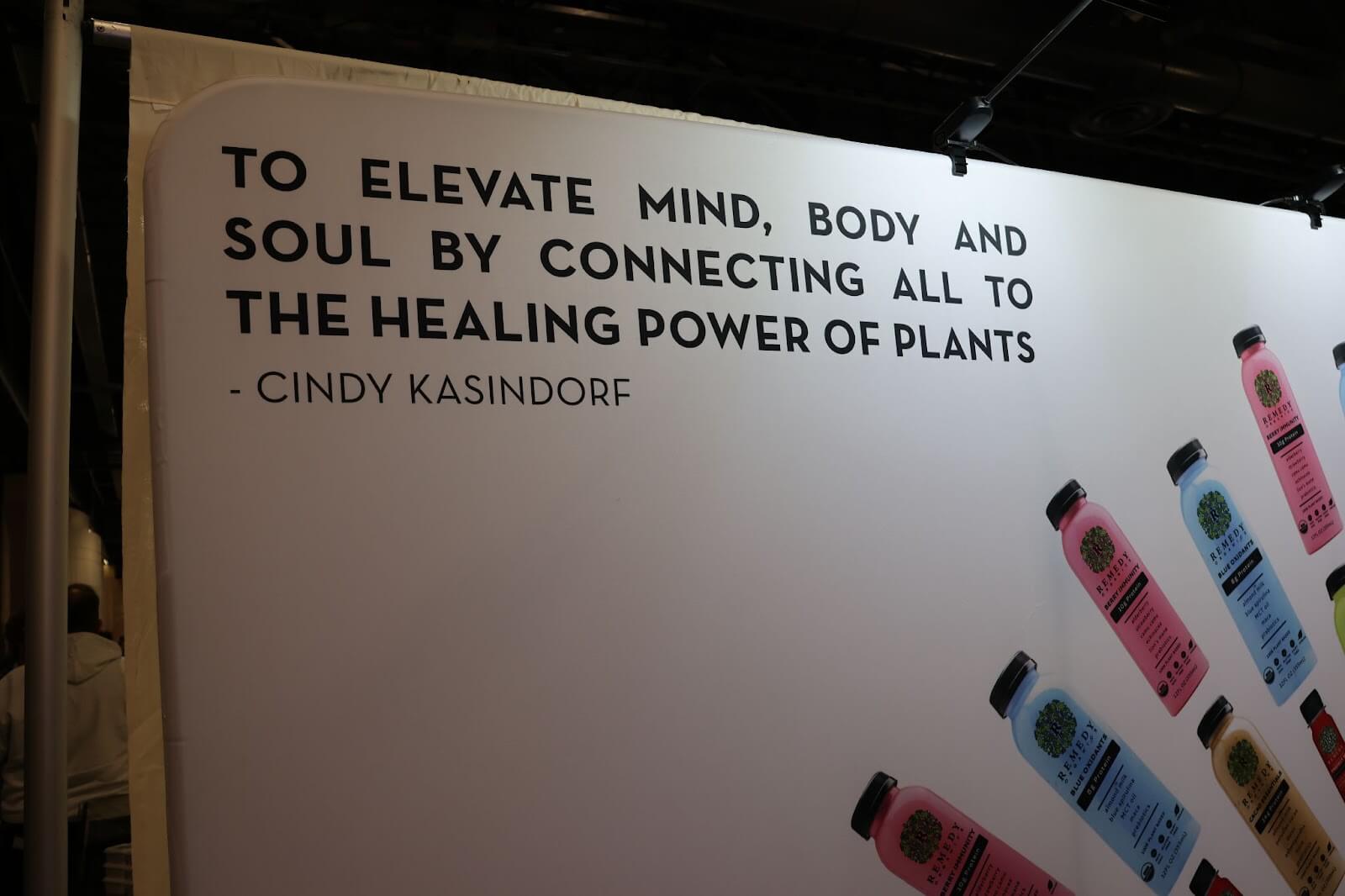 remedy organics booth, cindy kasindorf quote at expo east 2022