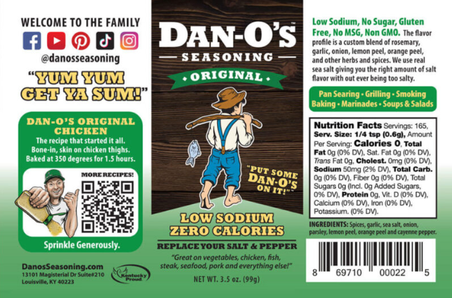 dan-o's original nutrition facts and ingredients