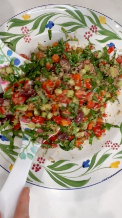 chopped veggies and quinoa