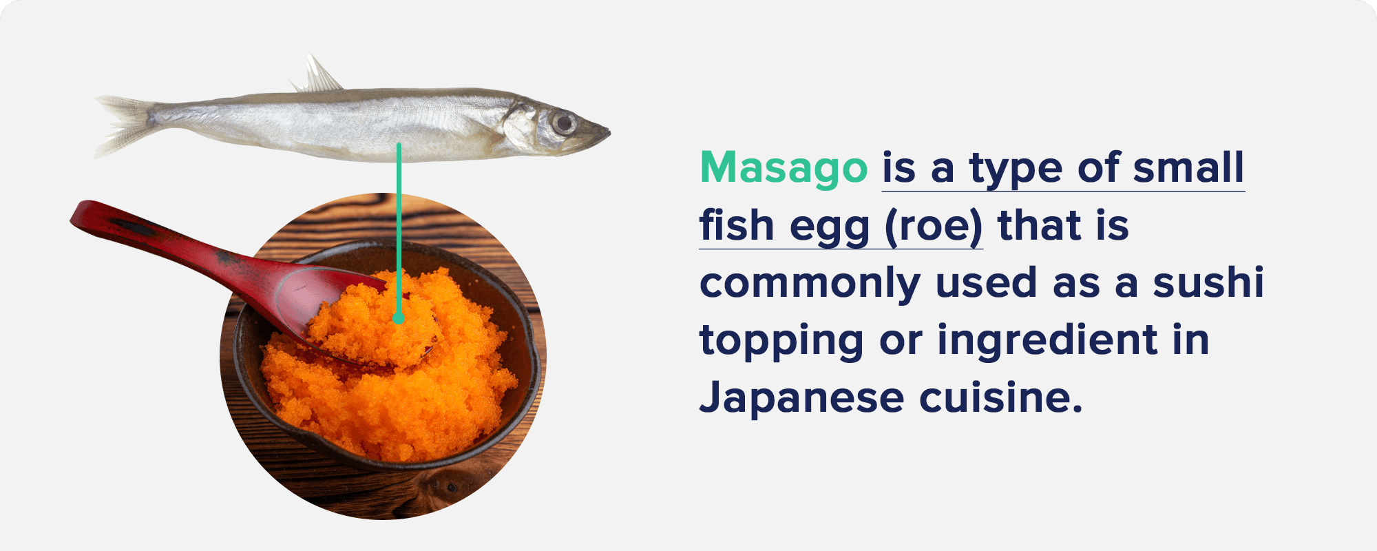 Masago is a type of small fish egg (roe)
