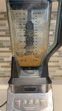 Once cooled, place in high-powered blender with a dash of salt and blend until smooth (this can take about 5 minutes)