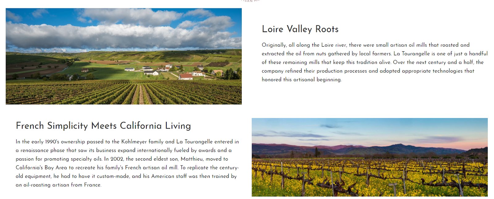 descriptions about the Loire Valley and growing in California