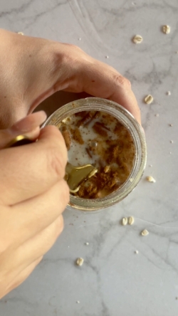 combining ingredients into jar