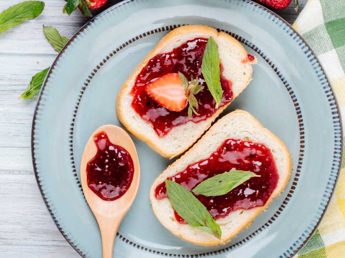 toast and homemade raspberry jam vegan breakfast