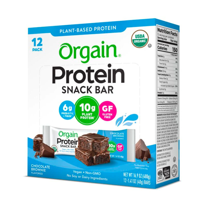 orgain plant-based protein snack bar for weight loss