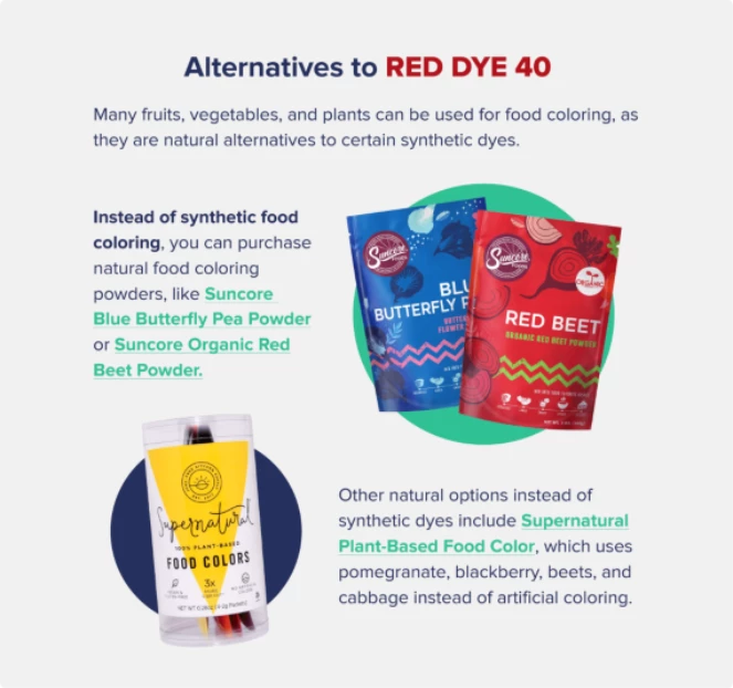 Alternatives to RED DYE 40