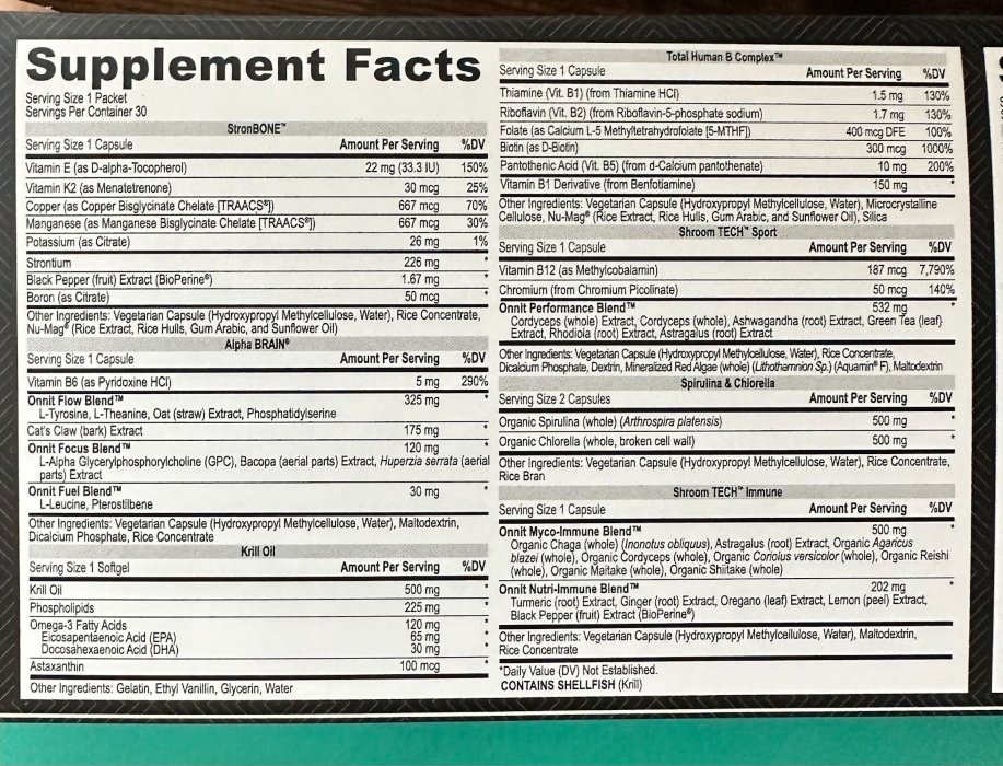 Day Pack Supplement Facts