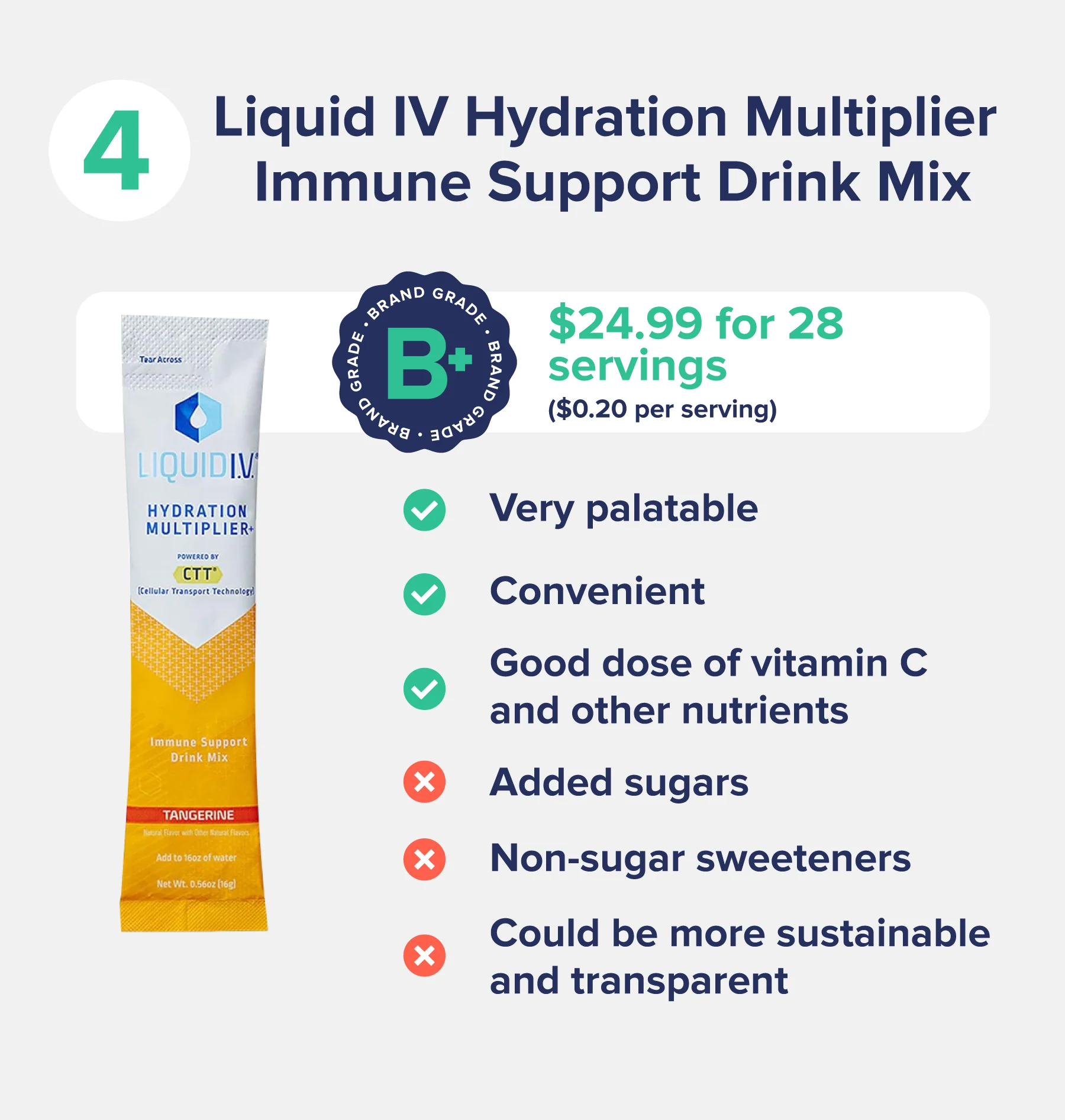 4 - Liquid IV Hydration Multiplier Immune Support Drink Mix [Most Enjoyable]