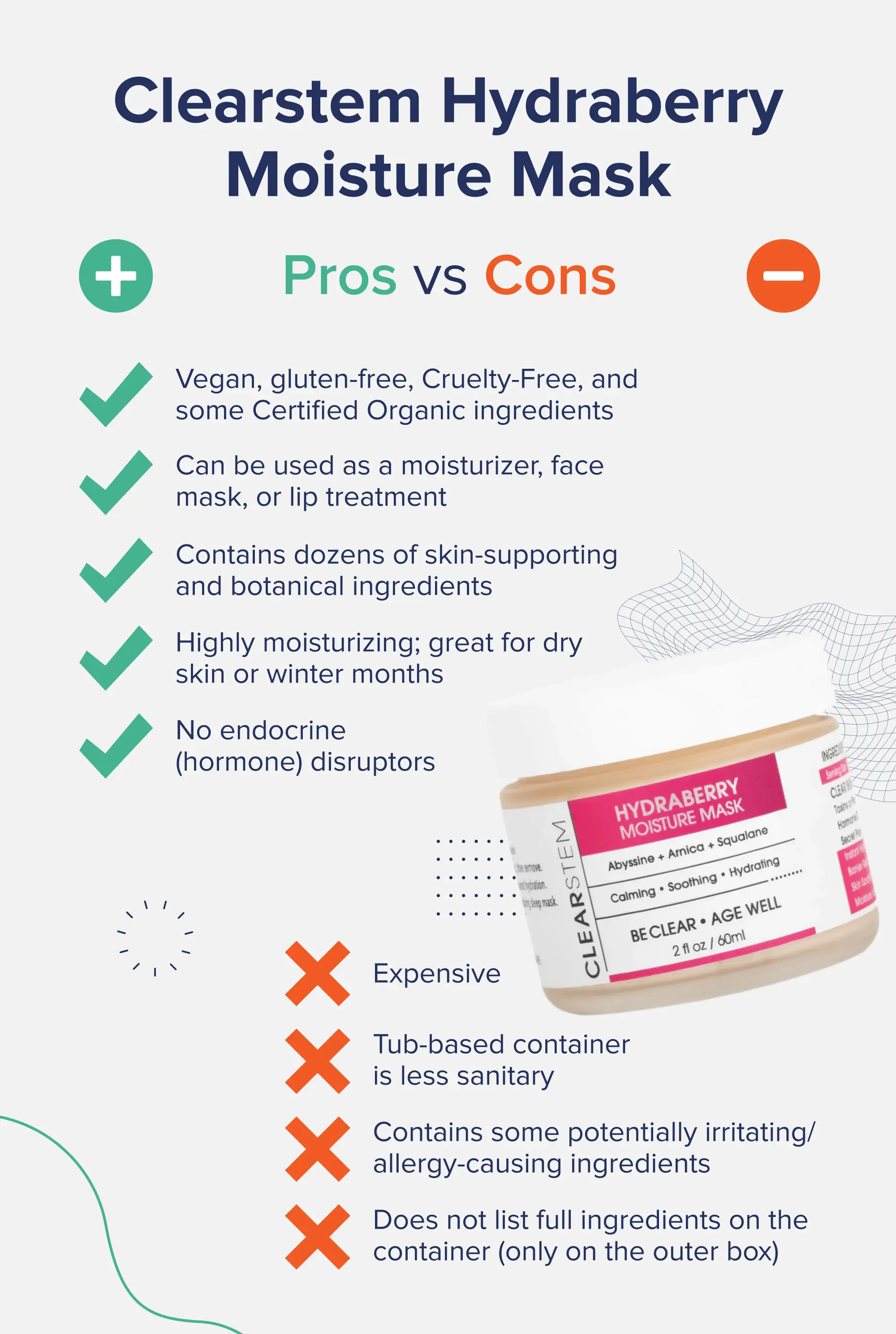 Clearstem Hydraberry Moisture Mask Pros and Cons