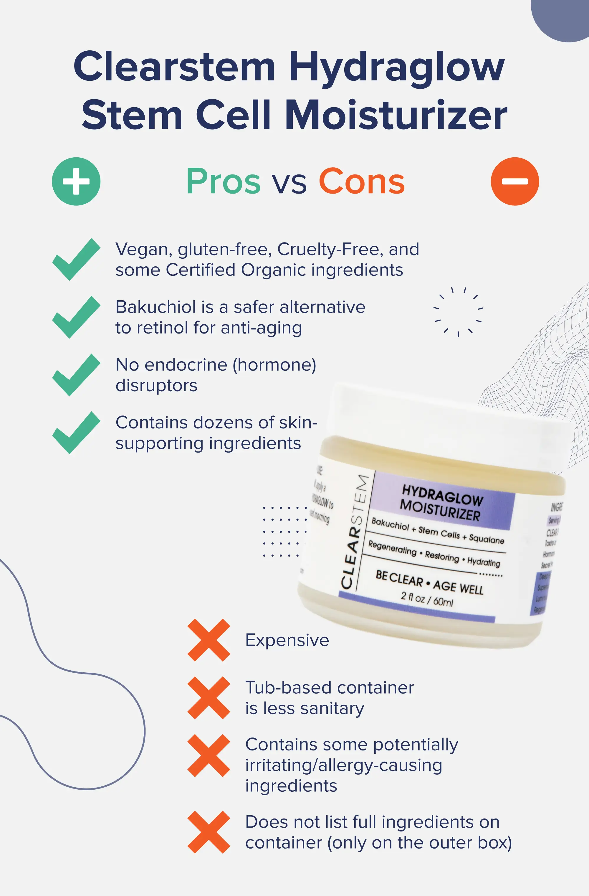 Clearstem Hydraglow Stem Cell Moisturizer Pros and Cons