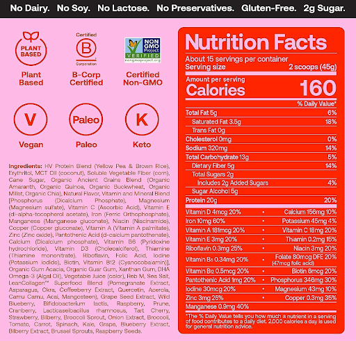 Happy Viking Superfood Meal nutrition facts