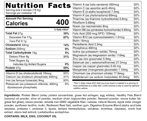 HLTH Code Complete Meal nutrition facts
