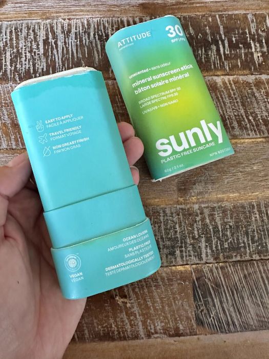 Attitude Sunly Mineral Sunscreen Stick open container. 