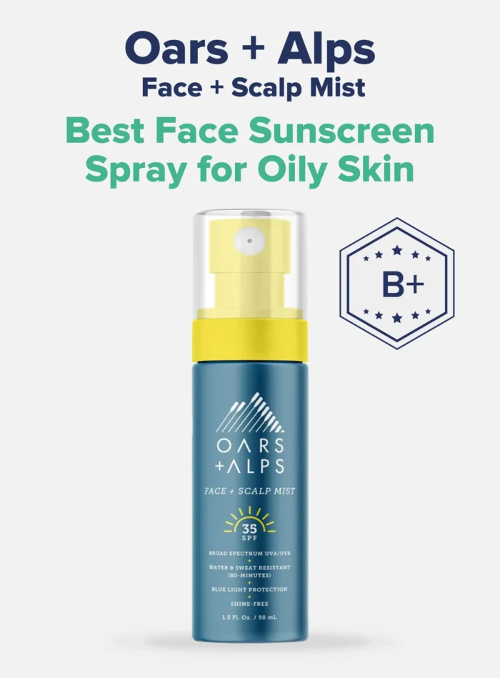 An image of the best face sunscreen spray for oily skin: Oars + Alps Face + Scalp Mist.