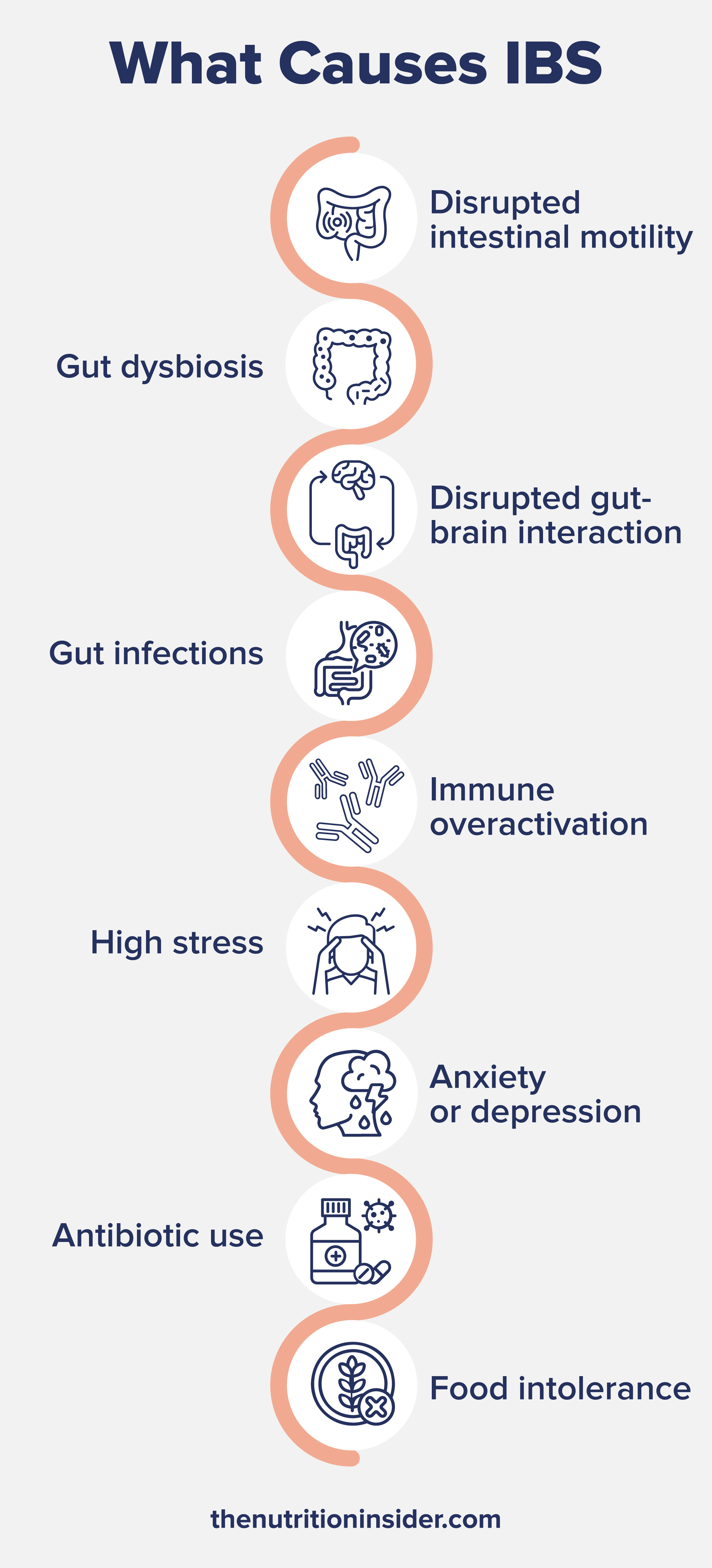 An infographic illustrating the different potential causes of IBS